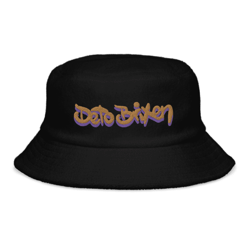 Unstructured Terry Cloth Bucket Hat Black Front Image